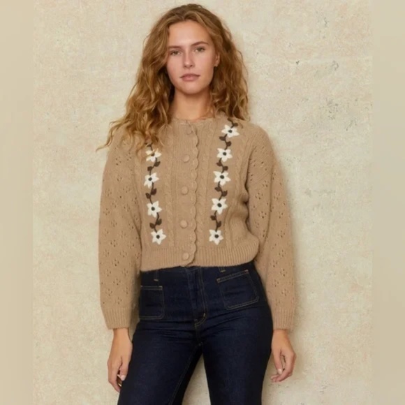 Christy Dawn Sweaters - Christy Dawn Clover Cardigan in Fawn Medium - New with Tags